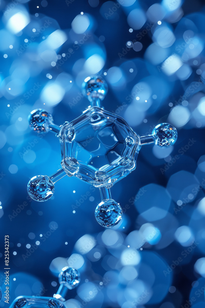 Poster Seamless pattern of isometric pentagons and hexagonal molecular structures,