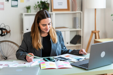 Focused Businesswoman Planning Project
