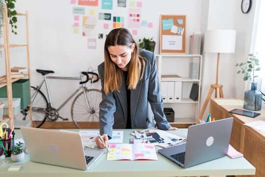 Concentrated Female Professional Working