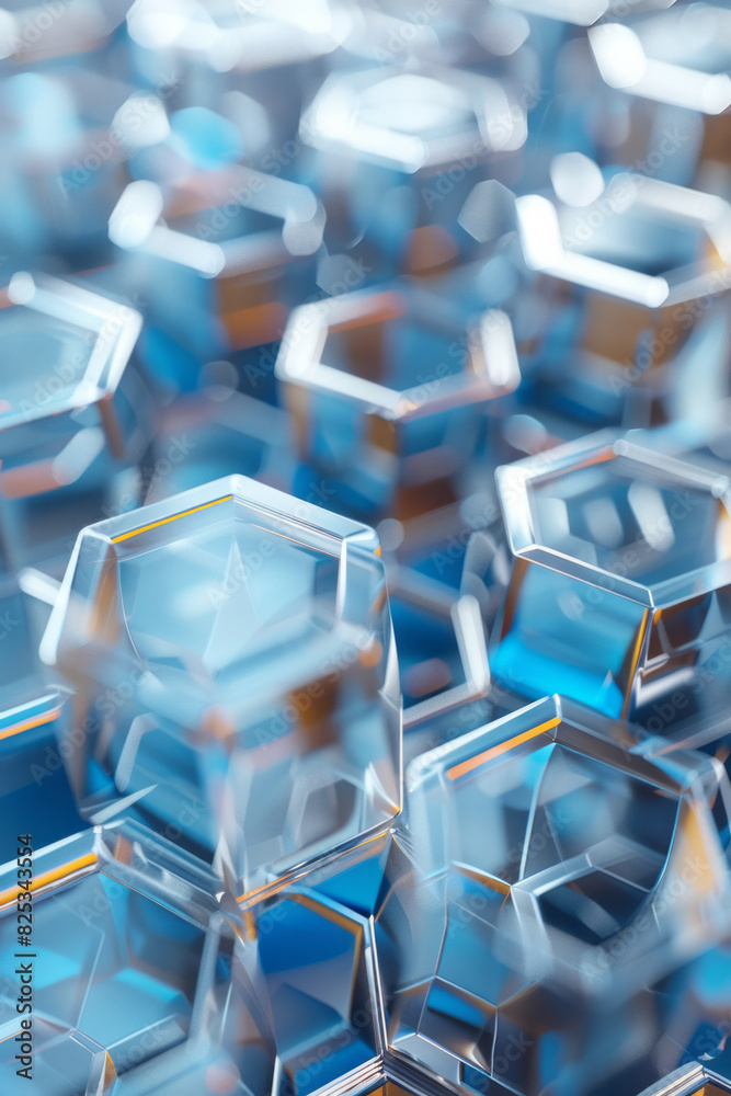 Leinwandbilder minimalist isometric hexagons and chemical structures, arranged in a repeating pattern,