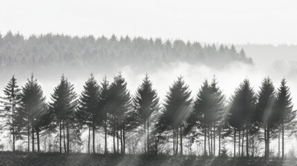 Obraz premium Moody Forestscape at Dawn's Haze