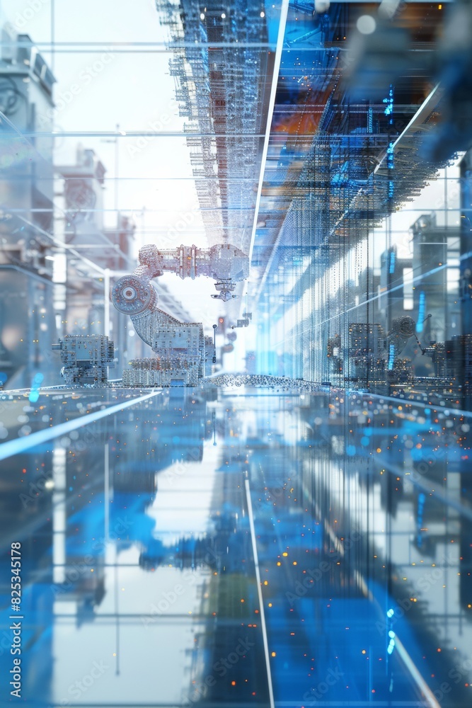 Aufkleber Advanced Robotic Arms on a Modern Production Line: Showcasing High Precision and Efficiency in Industrial Automation