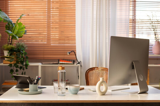 computer at creative office desk