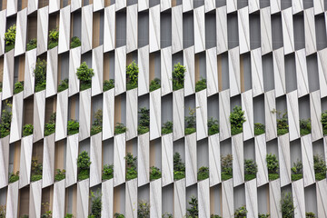 Modern Building Facade with Greenery