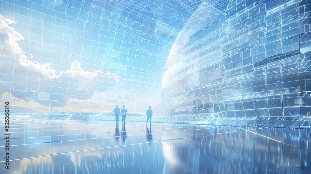 Aufkleber cybersecurity team monitors industrial data networks in a high-tech control room
