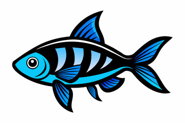 A blue eyed rainbow fish silhouette black vector artwork illustration