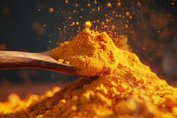 A spoonful of yellow powder is shown in the image - Powered by Adobe