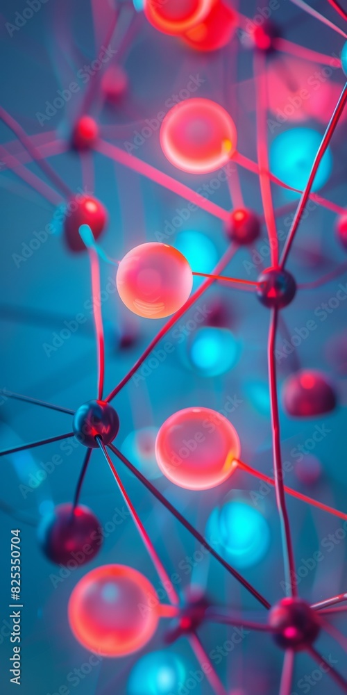 Poster vivid neon network: abstract representation of modern digital connectivity, highlighting interconnec