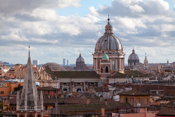 Obraz premium Aerial view of Church of Saints Ambrose and Charles Borromeo in Rome