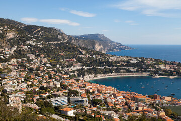Fototapeta premium Aerial view of Villefranche-sur-Mer