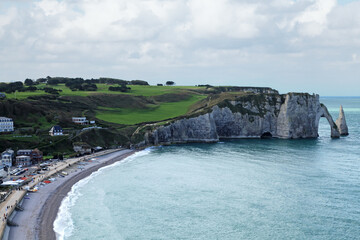 Aerial view of the cliffs of Etretat