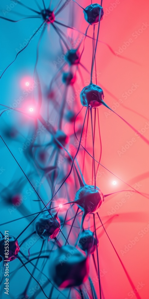 Poster Vibrant Neural Network Design Illustrating Artificial Intelligence, Abstract AI Concepts in Dynamic Colors