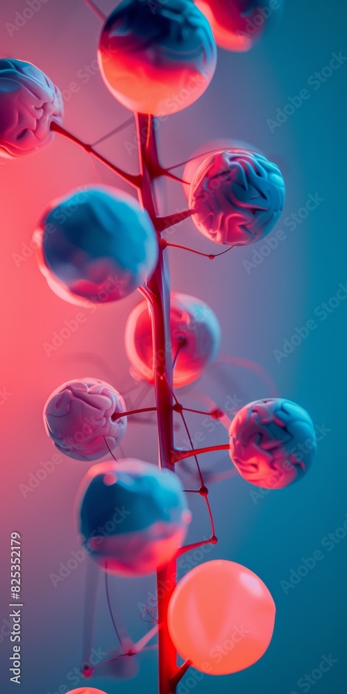 Aufkleber Vibrant Neural Network Tree: An Artistic Representation of AI Complexity in Dynamic Colors