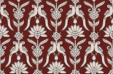 PEACOCK BIRD AND FLORAL SEAMLESS PATTERN JAIPUR PRINTS INDIAN PATTERN BOHEMIAN SEAMLESS PRINTS