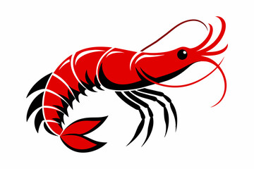  A cherry red shrimp silhouette black vector artwork illustration