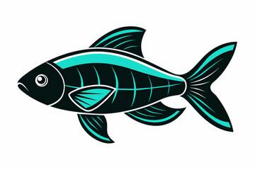 A turquoise rainbow fish silhouette black vector artwork illustration
