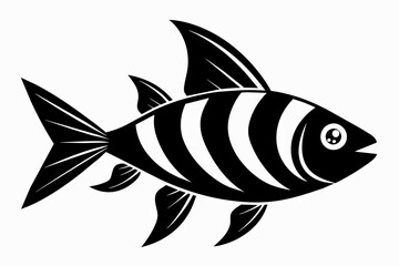 A candy cane tetra fish silhouette black vector artwork illustration