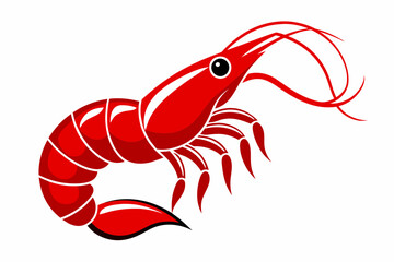  A cherry red shrimp silhouette black vector artwork illustration