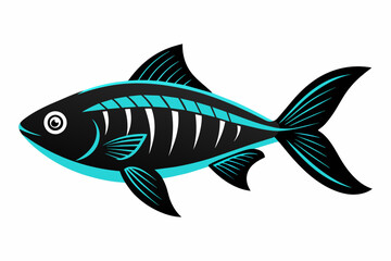 A turquoise rainbow fish silhouette black vector artwork illustration