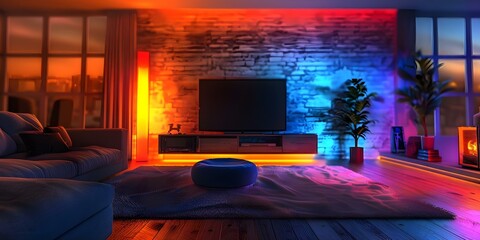 Cozy Virtual Living Room Background Ideal for Vtubers and Gamers. Concept Virtual Backgrounds, Living Room Settings, Cozy Atmosphere, Vtubers, Gamers