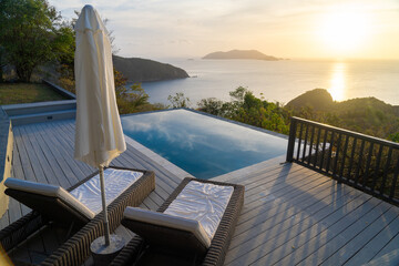 Sunset at Luxury Caribbean Vacation Home Pool