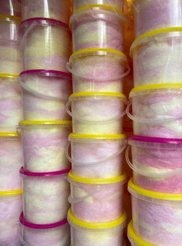 candyfloss in buckets
