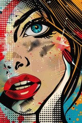 Pop art inspired woman's face with bold comic elements