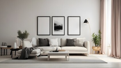 A modern and minimal living room with sofa, interior design, 