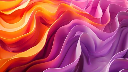 Obraz premium 3d render, abstract background with pink purple and orange colors, waves of different shapes and sizes 