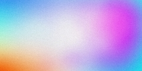 Multicolor blurred gradient background with light blue pink yellow neon purple orange azure. Ultra-wide abstract grainy, perfect for design, banners, wallpapers, templates, posters, and desktops