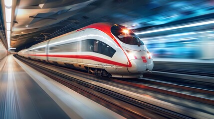 Fototapeta premium Side profile of a locomotive in motion, captured with cinematic precision and professional photography techniques.