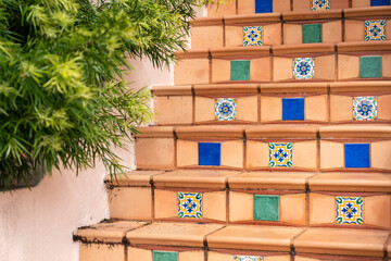 Terracotta staircase with earthy tiles