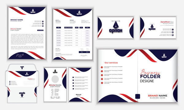 Unique flat real estate stationery design template, stylish business stationery items set with a bundle.
 corporate identity template design with color geometric elements. Business stationery.