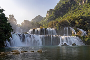 Fototapeta premium Aerial view of Ban Gioc-Detian Falls in Northern Vietnam.