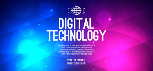 Abstract digital technology futuristic circuit blue pink background, Cyber science tech, Innovation communication future, Ai big data, internet network connection, Cloud hi-tech illustration vector 3d