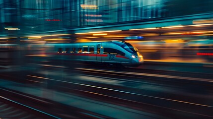 Fototapeta premium Side profile of a locomotive in motion, captured with cinematic precision and professional photography techniques.