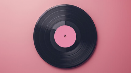 Modelo de maquete de disco de vinil transitório em fundo rosa
