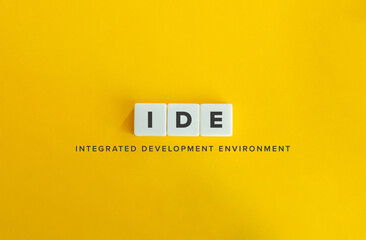 Integrated Development Environment (IDE) Acronym.
Block Letter Tiles on Flat Background. Minimalist...