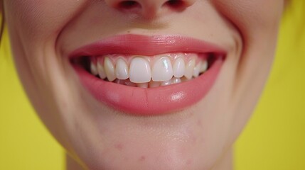 Closeup with perfect female teeth
