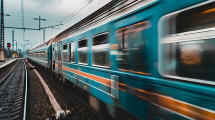 Fototapeta premium Side profile of a locomotive in motion, captured with cinematic precision and professional photography techniques.