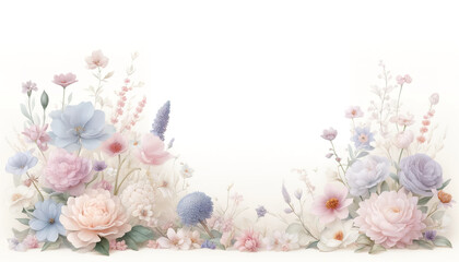 Pastel Flower Arrangement with Blank Background