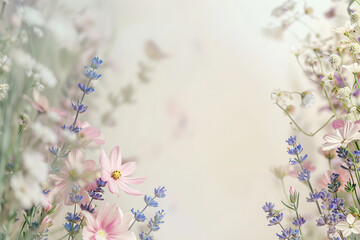 Lavender and Pink Flowers with Soft Background