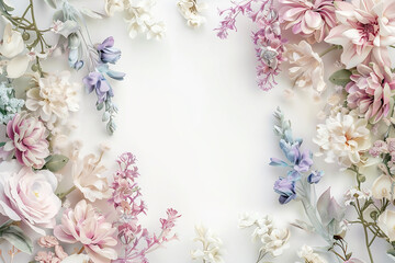 Pastel Flower Border with Empty Center