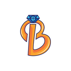 JEWELLERY LOGOS, letter B sparkling diamond. solid color style.