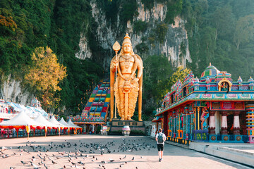 Breathtaking view of the entrance of Batu Cave in Kuala Lumpur, Malaysia.