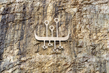Ancient Viking symbol in Lofoten, Norway.