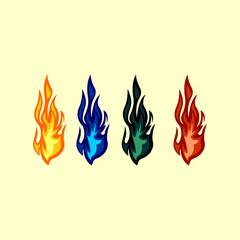 fire vector variations in different color