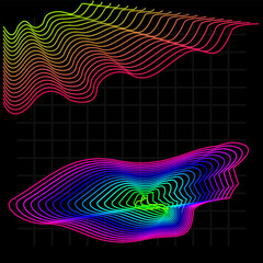 wave line vector with color indicators