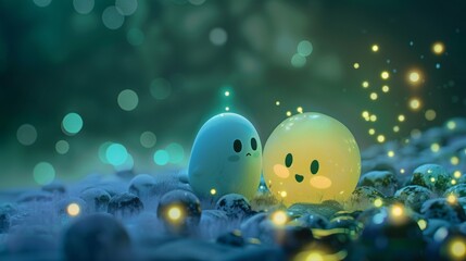 An adorable photon helping a tired neutrino find a cozy spot to rest.