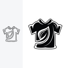 leaf logo combined with a t-shirt. Line art style and silhouette stylish.